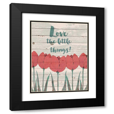 Love Little Things Tulips Black Modern Wood Framed Art Print with Double Matting by Moulton, Jo