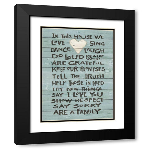 House Heart Rules Black Modern Wood Framed Art Print with Double Matting by Moulton, Jo