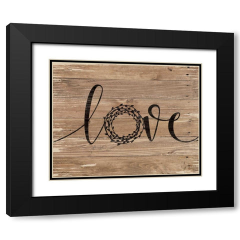 Love Wreath Black Modern Wood Framed Art Print with Double Matting by Moulton, Jo