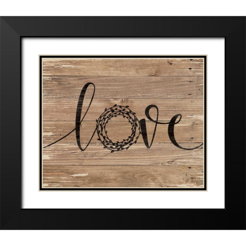 Love Wreath Black Modern Wood Framed Art Print with Double Matting by Moulton, Jo
