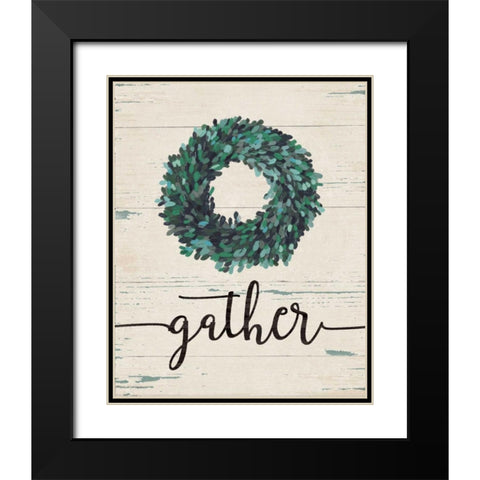 Gather Wreath Black Modern Wood Framed Art Print with Double Matting by Moulton, Jo