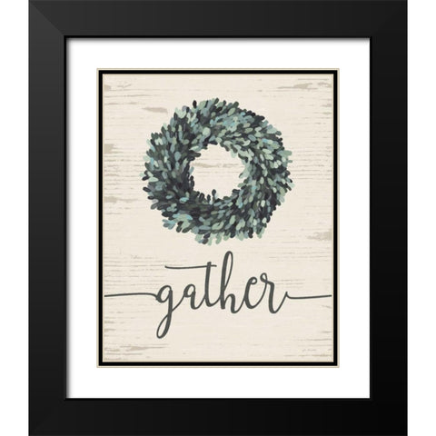 Gather Wreath Black Modern Wood Framed Art Print with Double Matting by Moulton, Jo