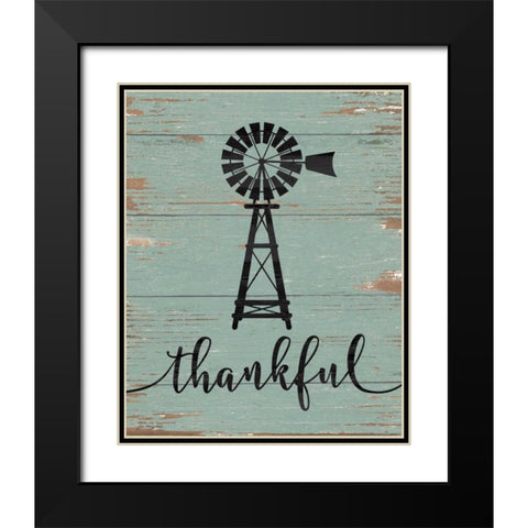 Thankful Windmill Black Modern Wood Framed Art Print with Double Matting by Moulton, Jo