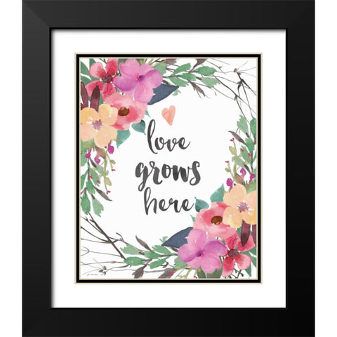 Love Grows Here Black Modern Wood Framed Art Print with Double Matting by Moulton, Jo