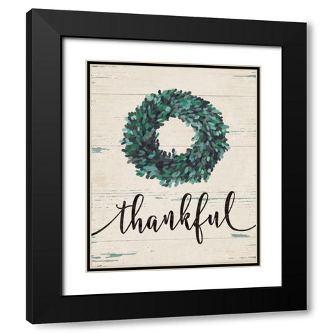 Thankful Wreath Black Modern Wood Framed Art Print with Double Matting by Moulton, Jo