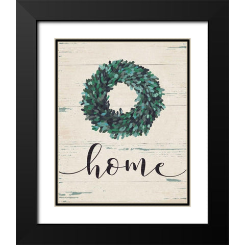 Home Wreath Black Modern Wood Framed Art Print with Double Matting by Moulton, Jo