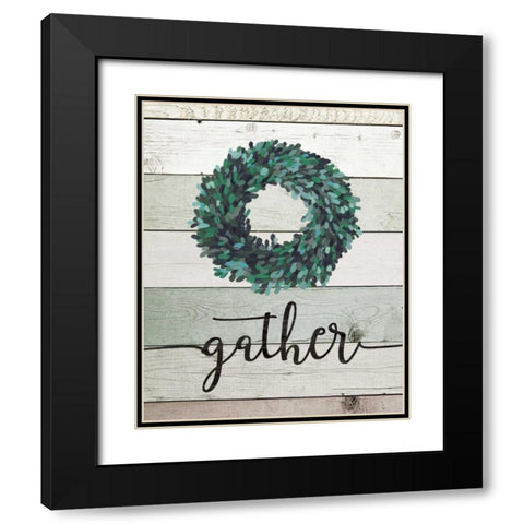 Gather Wreath II Black Modern Wood Framed Art Print with Double Matting by Moulton, Jo