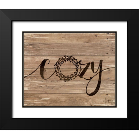 Cozy Rustic Wreath Black Modern Wood Framed Art Print with Double Matting by Moulton, Jo