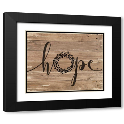 Hope Rustic Wreath Black Modern Wood Framed Art Print with Double Matting by Moulton, Jo