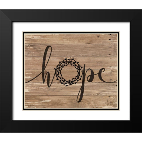 Hope Rustic Wreath Black Modern Wood Framed Art Print with Double Matting by Moulton, Jo