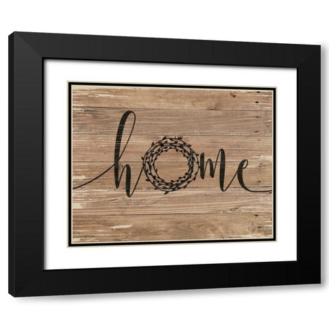 Home Rustic Wreath Black Modern Wood Framed Art Print with Double Matting by Moulton, Jo
