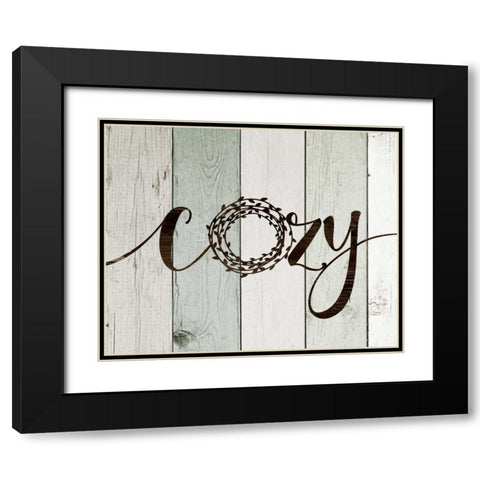 Cozy Rustic Wreath II Black Modern Wood Framed Art Print with Double Matting by Moulton, Jo