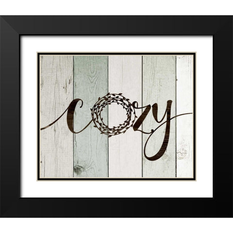 Cozy Rustic Wreath II Black Modern Wood Framed Art Print with Double Matting by Moulton, Jo