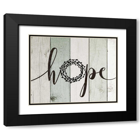 Hope Rustic Wreath II Black Modern Wood Framed Art Print with Double Matting by Moulton, Jo