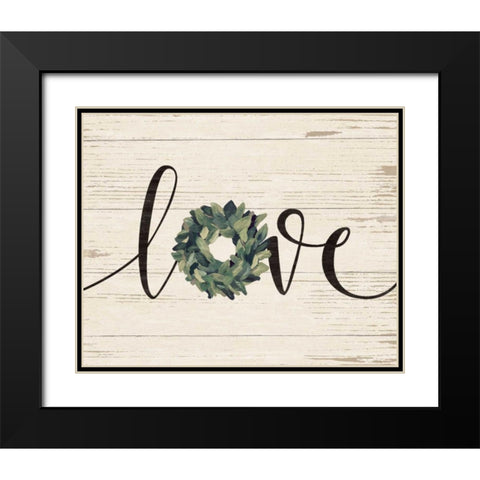 Love Wreath Black Modern Wood Framed Art Print with Double Matting by Moulton, Jo