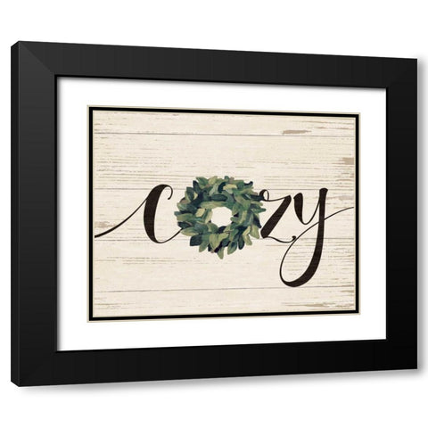 Cozy Wreath Black Modern Wood Framed Art Print with Double Matting by Moulton, Jo