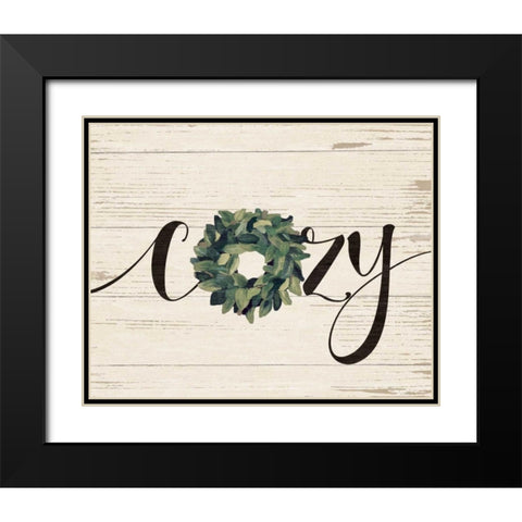 Cozy Wreath Black Modern Wood Framed Art Print with Double Matting by Moulton, Jo