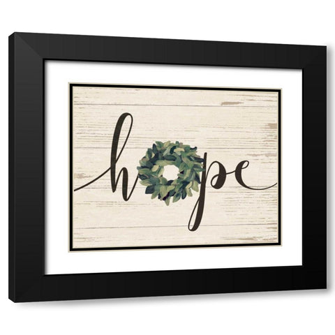 Hope Wreath Black Modern Wood Framed Art Print with Double Matting by Moulton, Jo