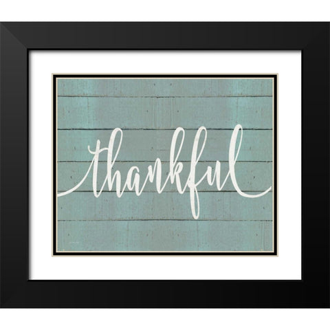 Rustic Thankful Script Black Modern Wood Framed Art Print with Double Matting by Moulton, Jo