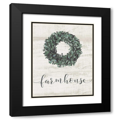Farmhouse Wreath Black Modern Wood Framed Art Print with Double Matting by Moulton, Jo