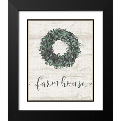 Farmhouse Wreath Black Modern Wood Framed Art Print with Double Matting by Moulton, Jo