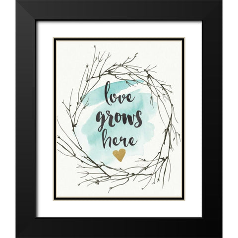 Love Grows Here Black Modern Wood Framed Art Print with Double Matting by Moulton, Jo