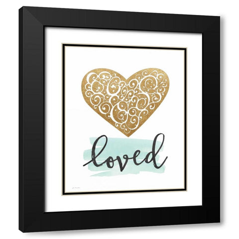 Love Heart Black Modern Wood Framed Art Print with Double Matting by Moulton, Jo
