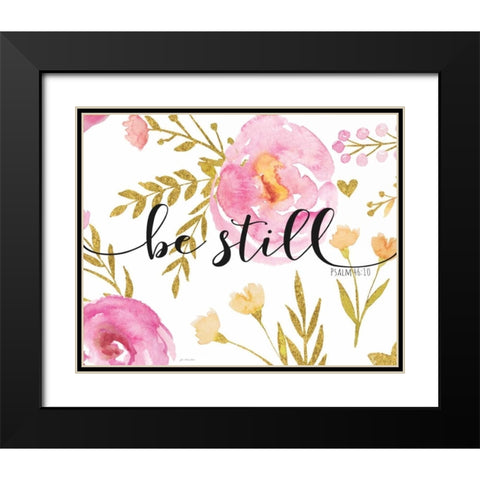 Be Still Floral Black Modern Wood Framed Art Print with Double Matting by Moulton, Jo