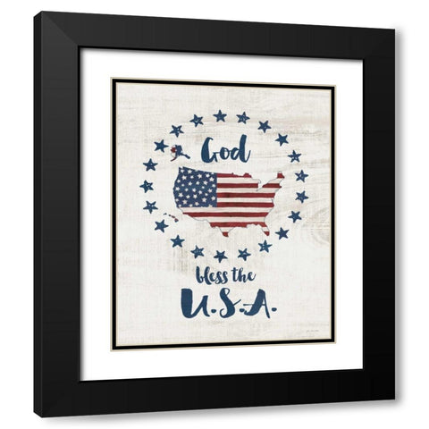 God Bless USA Black Modern Wood Framed Art Print with Double Matting by Moulton, Jo