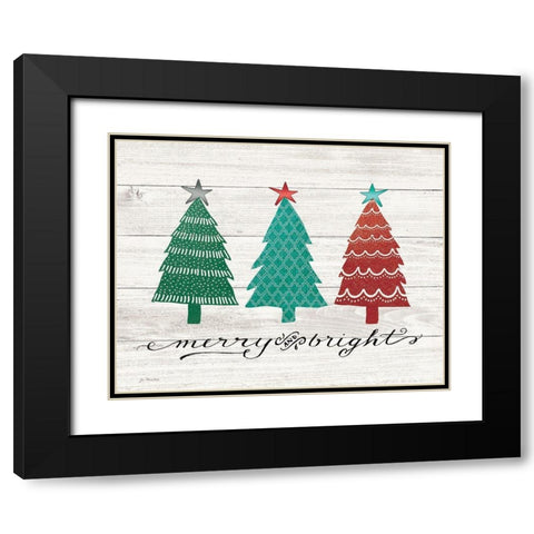 Merry and Bright Trees Black Modern Wood Framed Art Print with Double Matting by Moulton, Jo