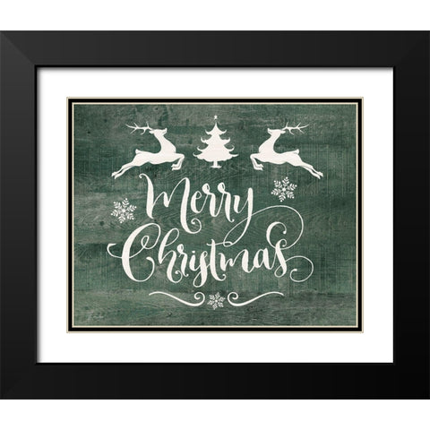 Merry Christmas Deer Black Modern Wood Framed Art Print with Double Matting by Moulton, Jo