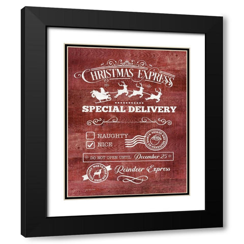 Christmas Express Black Modern Wood Framed Art Print with Double Matting by Moulton, Jo