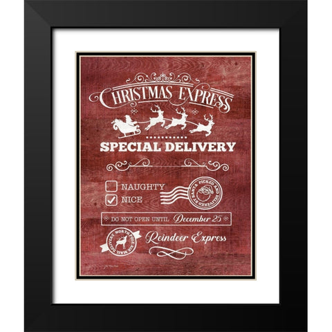 Christmas Express Black Modern Wood Framed Art Print with Double Matting by Moulton, Jo