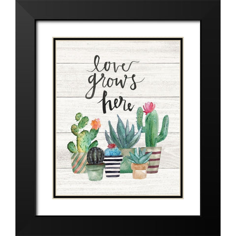 Love Grows Here Black Modern Wood Framed Art Print with Double Matting by Moulton, Jo