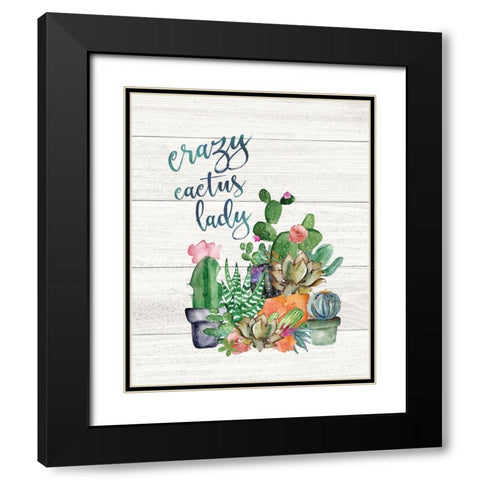 Crazy Cactus Lady Black Modern Wood Framed Art Print with Double Matting by Moulton, Jo