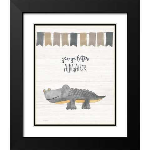 Later Alligator Black Modern Wood Framed Art Print with Double Matting by Moulton, Jo