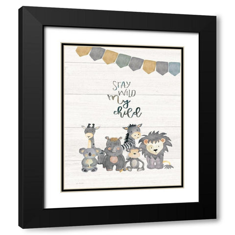 Stay Wild Black Modern Wood Framed Art Print with Double Matting by Moulton, Jo