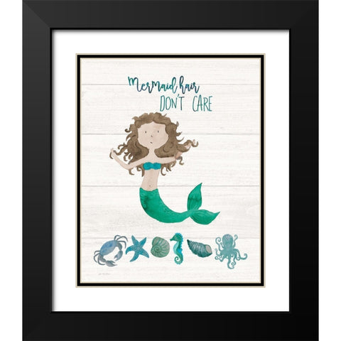 Mermaid Hair Black Modern Wood Framed Art Print with Double Matting by Moulton, Jo