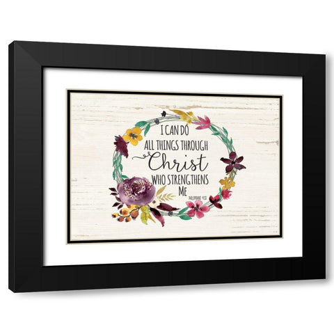 All Things Through Christ Black Modern Wood Framed Art Print with Double Matting by Moulton, Jo