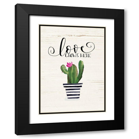 Love Grows Here Black Modern Wood Framed Art Print with Double Matting by Moulton, Jo