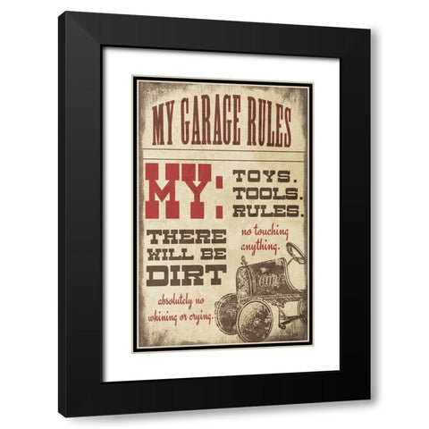 My Garage Rules Black Modern Wood Framed Art Print with Double Matting by Moulton, Jo