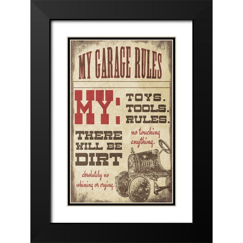 My Garage Rules Black Modern Wood Framed Art Print with Double Matting by Moulton, Jo