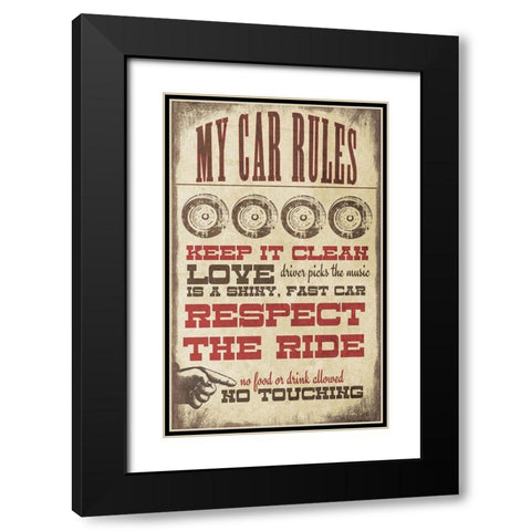 My Car Rules Black Modern Wood Framed Art Print with Double Matting by Moulton, Jo