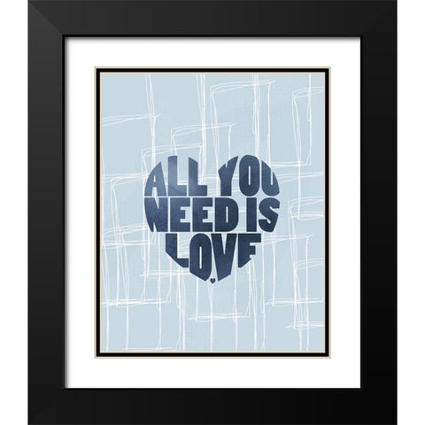 Love Heart Black Modern Wood Framed Art Print with Double Matting by Moulton, Jo