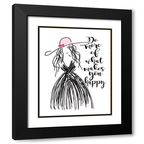 Happy Black Modern Wood Framed Art Print with Double Matting by Moulton, Jo