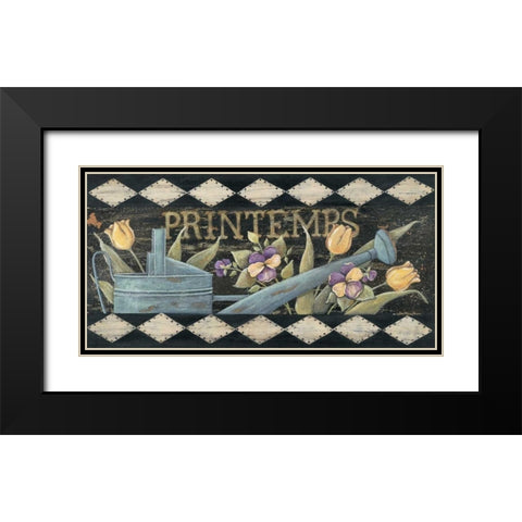 Printemps Black Modern Wood Framed Art Print with Double Matting by Moulton, Jo