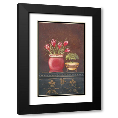 Asiain Red Crocus Floral Black Modern Wood Framed Art Print with Double Matting by Moulton, Jo