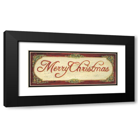 Merry Christmas Black Modern Wood Framed Art Print with Double Matting by Moulton, Jo