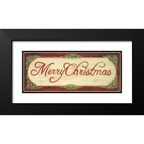 Merry Christmas Black Modern Wood Framed Art Print with Double Matting by Moulton, Jo