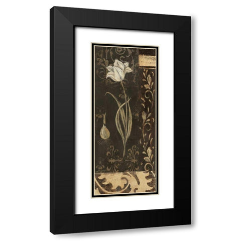 Black and White Tulip Black Modern Wood Framed Art Print with Double Matting by Moulton, Jo